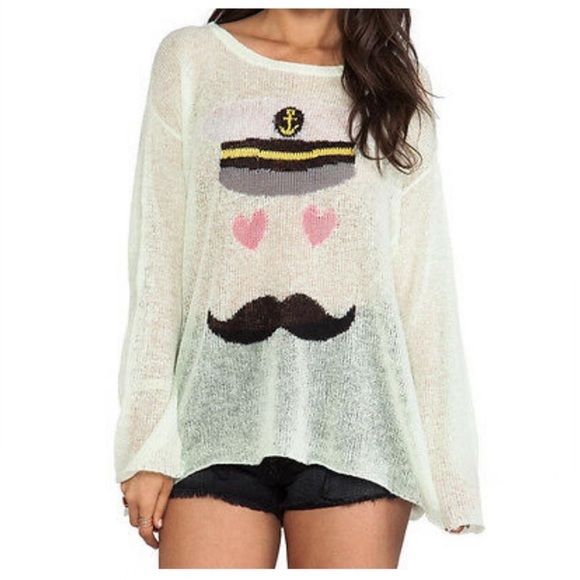 Wildfox Captain Roadie Sour Lime Pullover Size XS - Picture 2 of 11